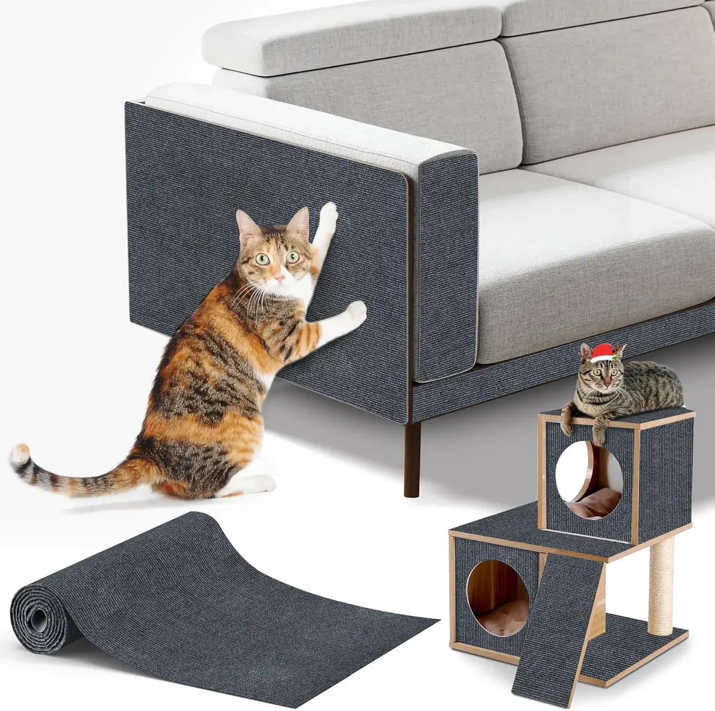 Cat Scratching Mat Self-Adhesive Cat Carpet Trimmable Cats Scratch Board Prevent Cat Scratch sofa Furniture Protector Cat Toy