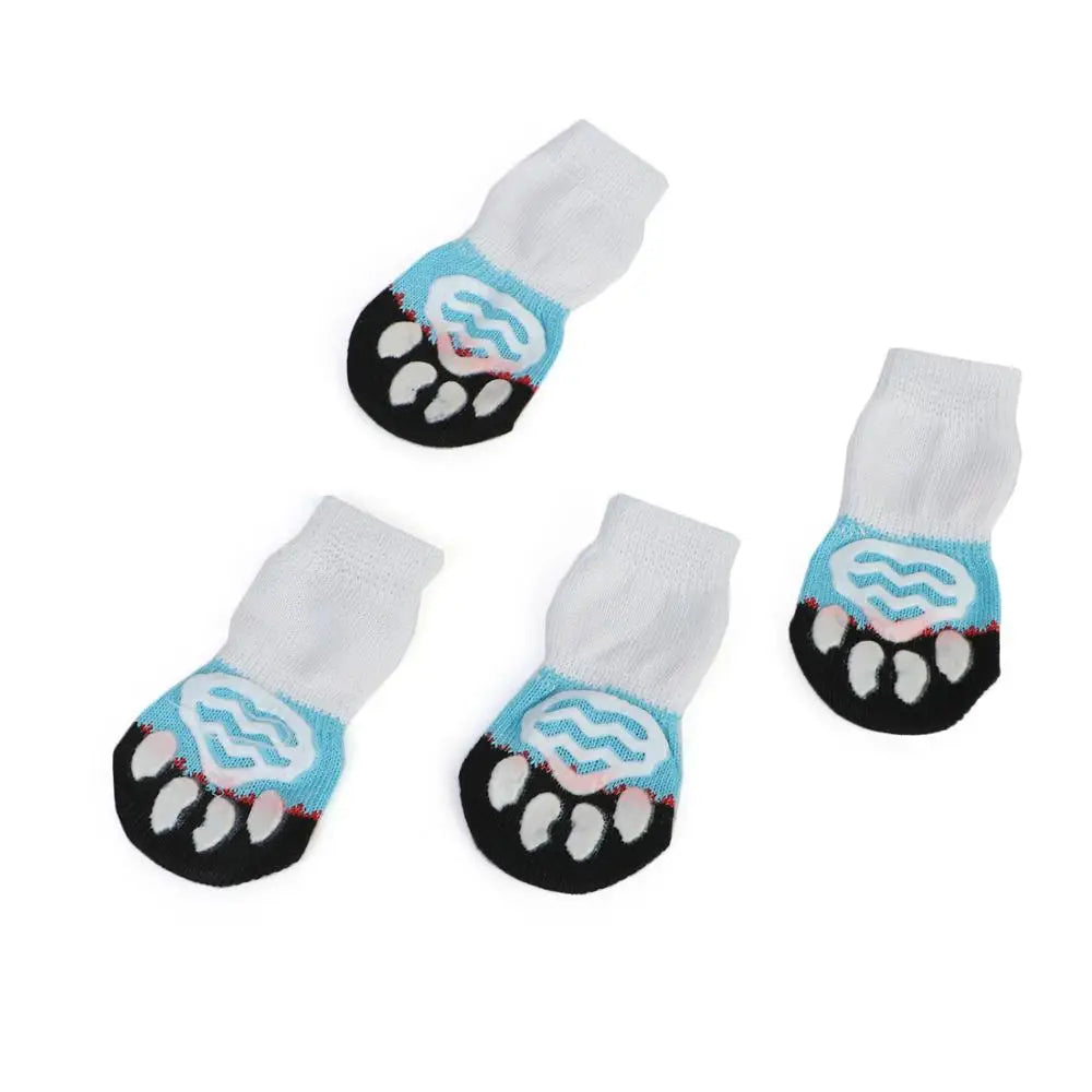 4Pcs Cute Pet Dog Socks with Print Anti-Slip Cats Puppy Shoes Paw Protector Products for Small Breeds Spitz York Dogs Chihuahua