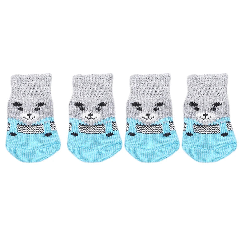 4Pcs Cute Pet Dog Socks with Print Anti-Slip Cats Puppy Shoes Paw Protector Products for Small Breeds Spitz York Dogs Chihuahua