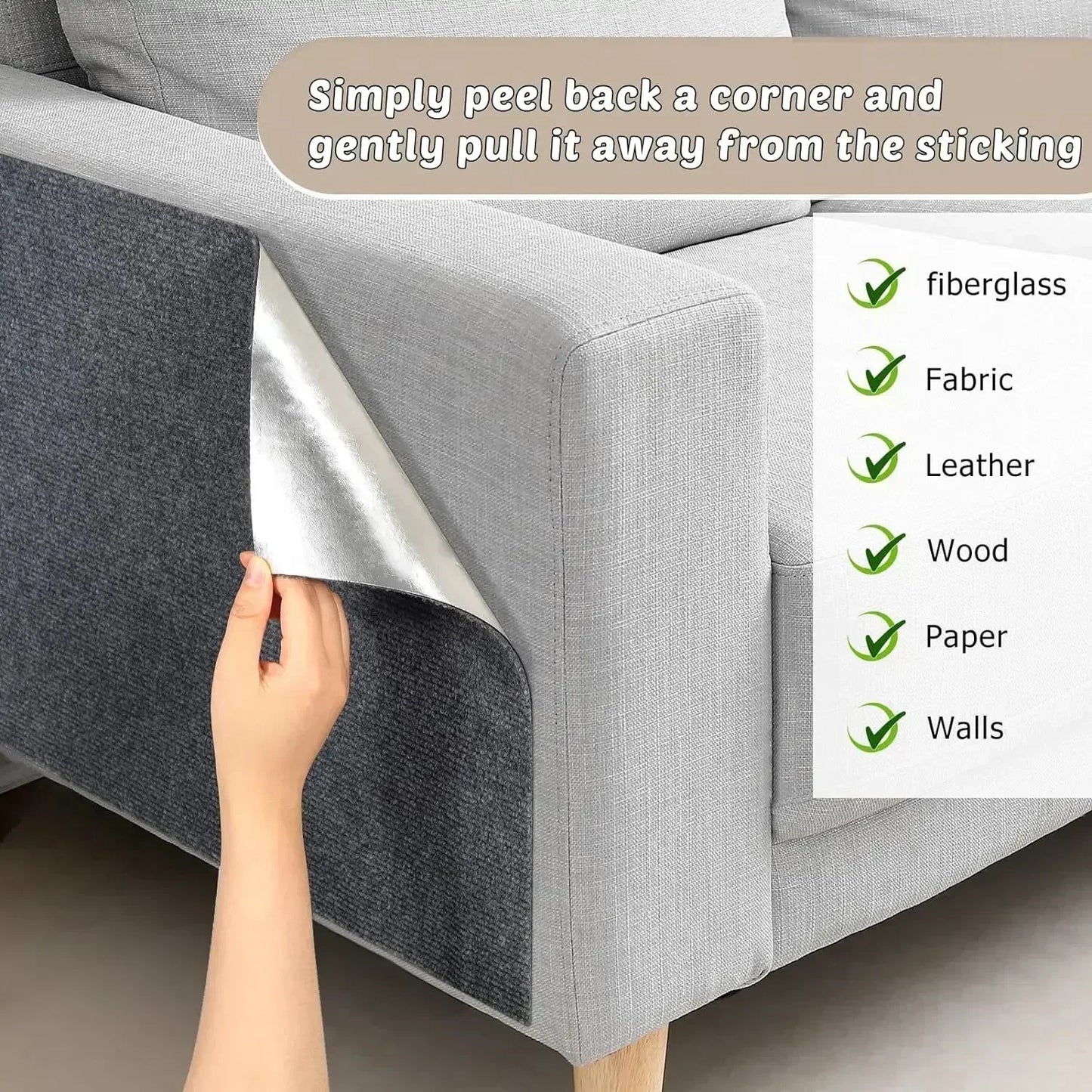 Cat Scratching Mat Self-Adhesive Cat Carpet Trimmable Cats Scratch Board Prevent Cat Scratch sofa Furniture Protector Cat Toy