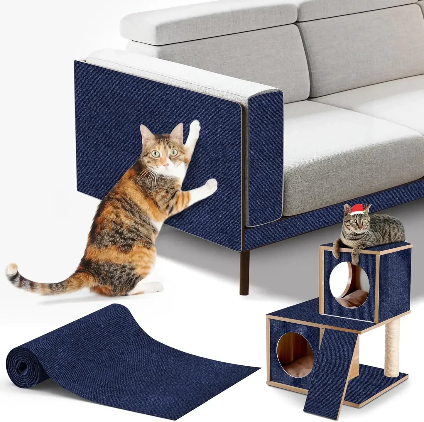 Cat Scratching Mat Self-Adhesive Cat Carpet Trimmable Cats Scratch Board Prevent Cat Scratch sofa Furniture Protector Cat Toy