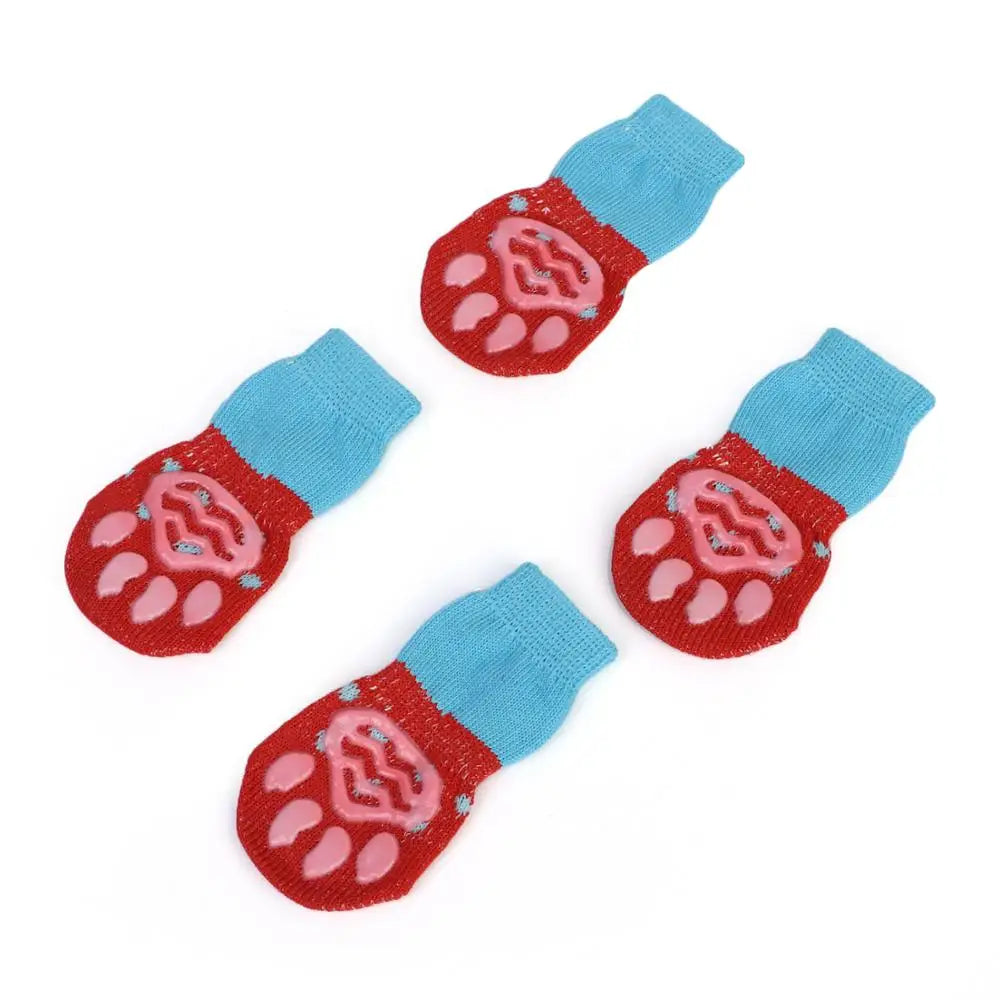 4Pcs Cute Pet Dog Socks with Print Anti-Slip Cats Puppy Shoes Paw Protector Products for Small Breeds Spitz York Dogs Chihuahua