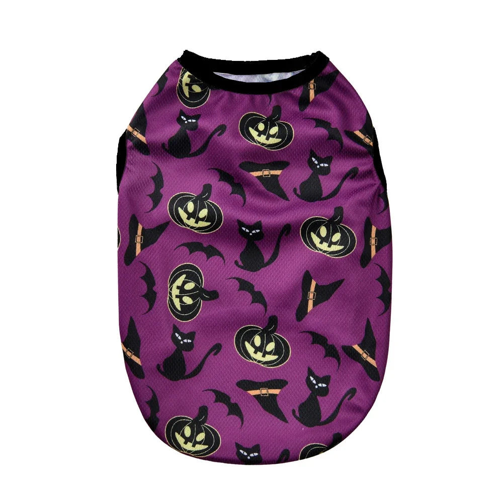Dog Cosplay Costumes Funny Pumpkin Halloween Puppy Party Clothes Pet Transformation Sleeveless Vest For Small Medium Dogs Cats